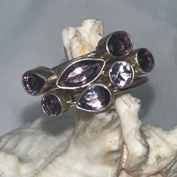 Sparkly Purple Topaz multi-gem handcrafted ring - Picture 1 of 8